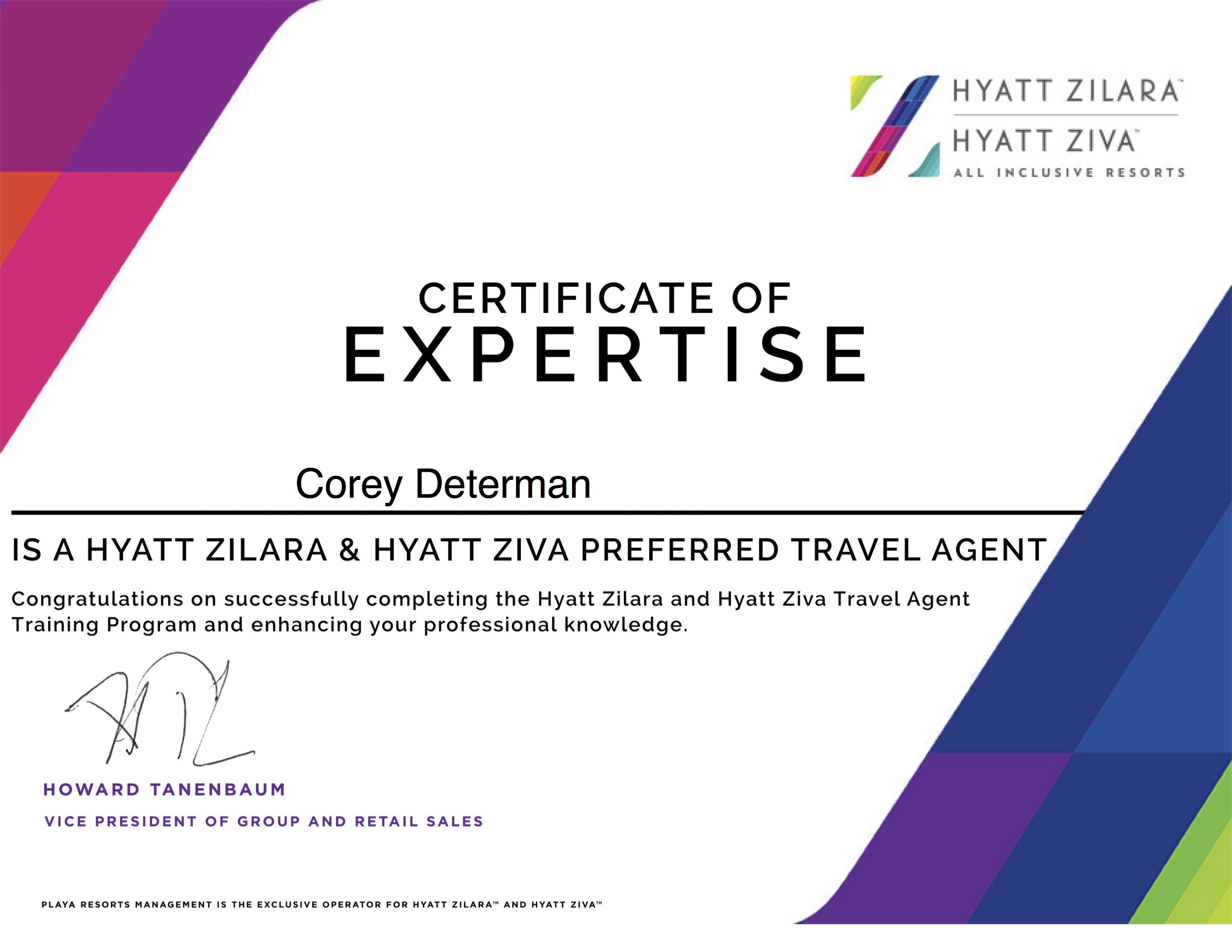 Hyatt Resorts Preferred Travel AGent