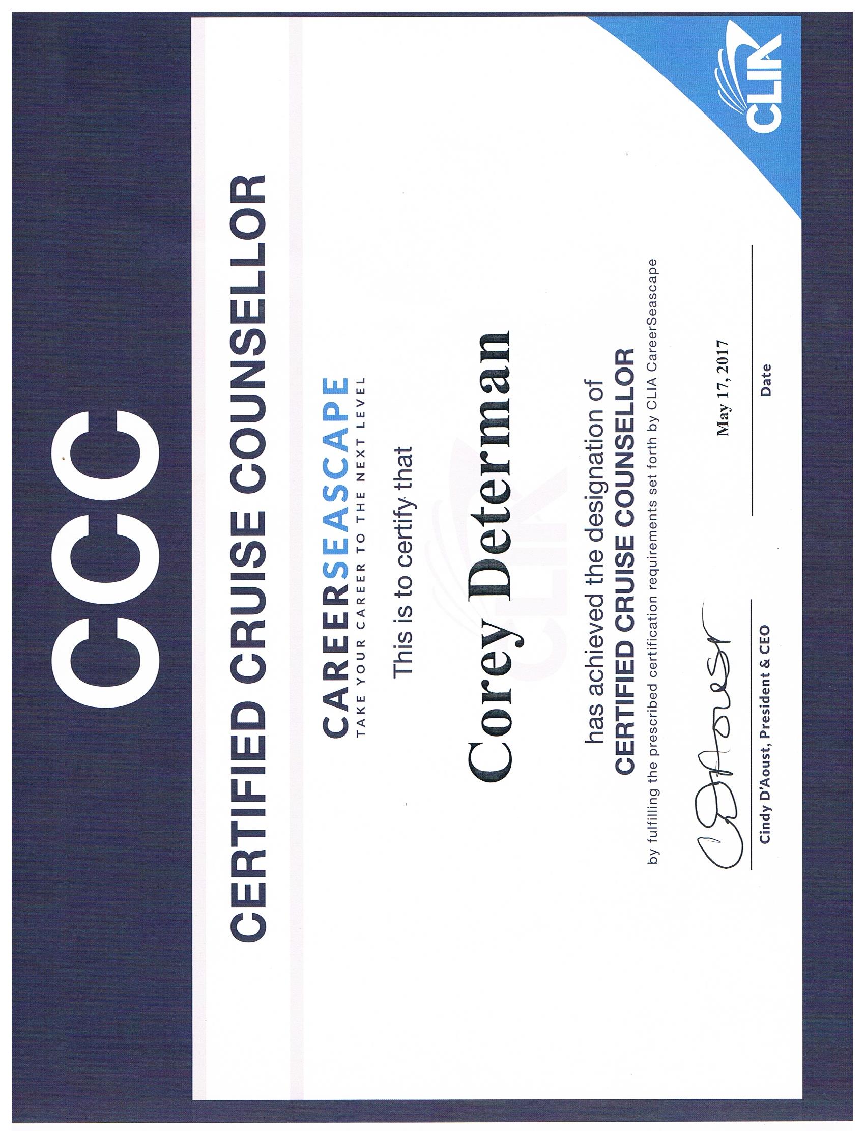 Certified Cruise Counselor
