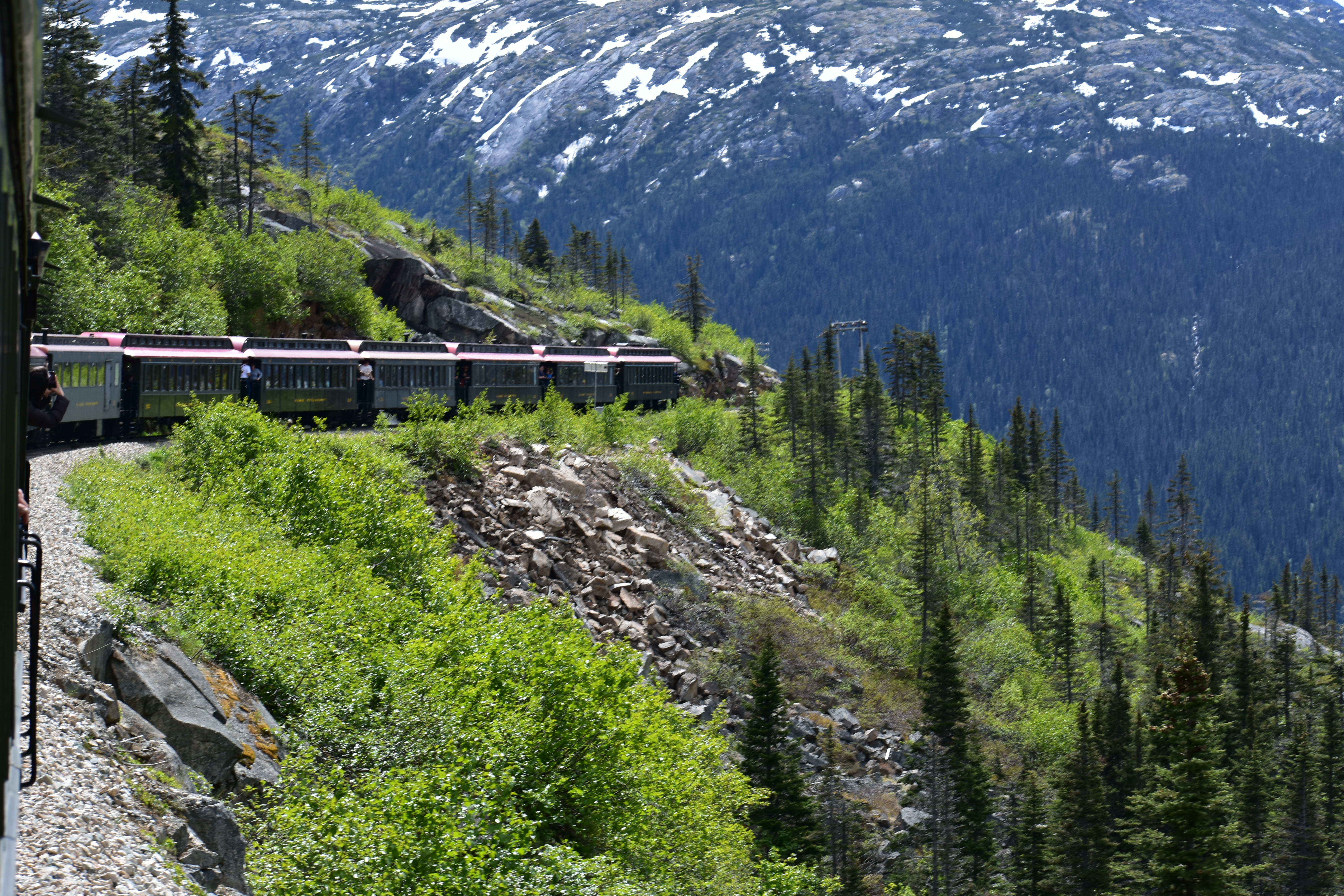 White Pass Railway passing along side of mountain